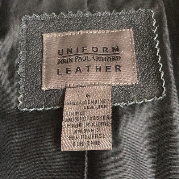 JohnPaulRichard Uniform Leather Blazer, Size 6, Black - Picture 6 of 12